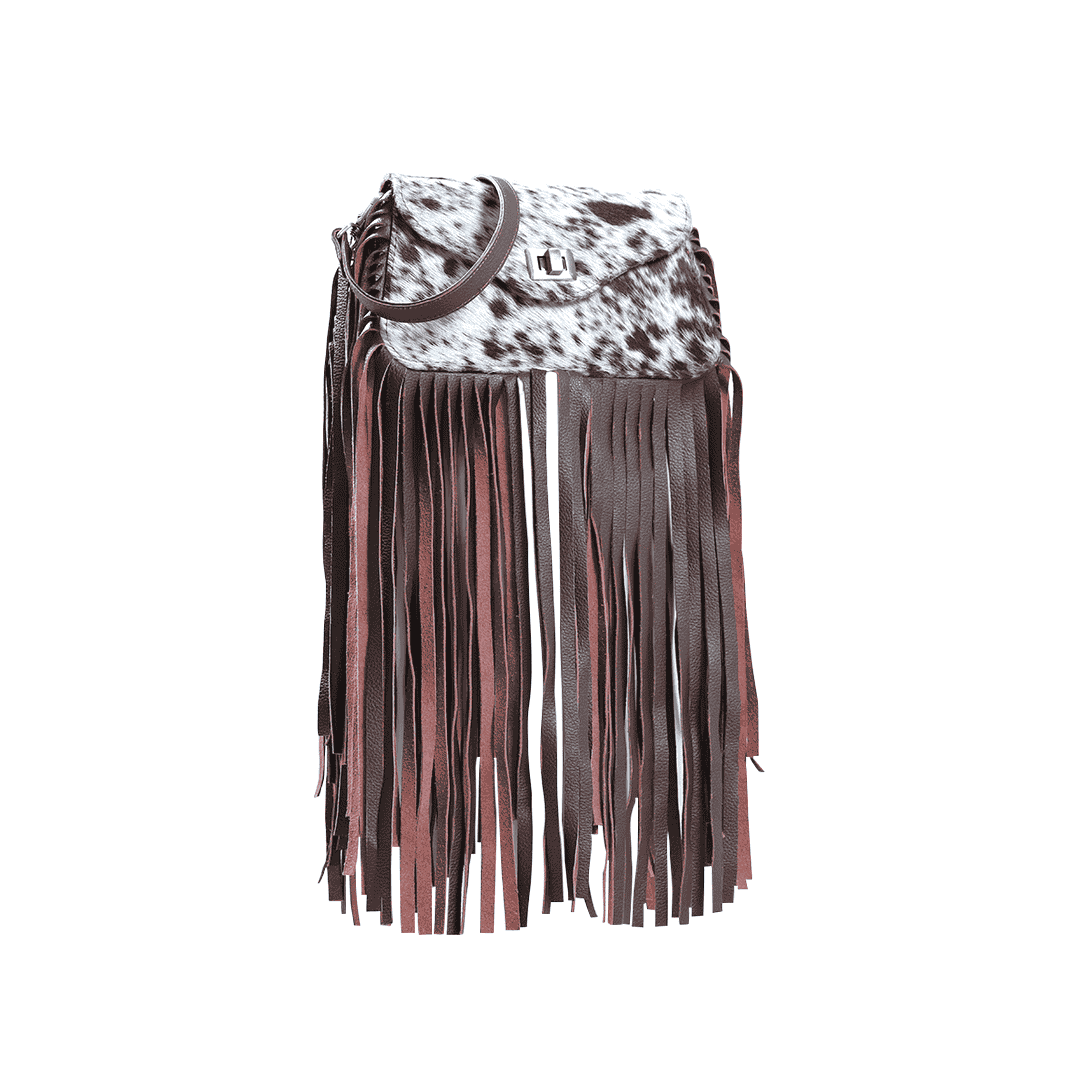 HAIR-ON FRINGE CLUTCH BAG