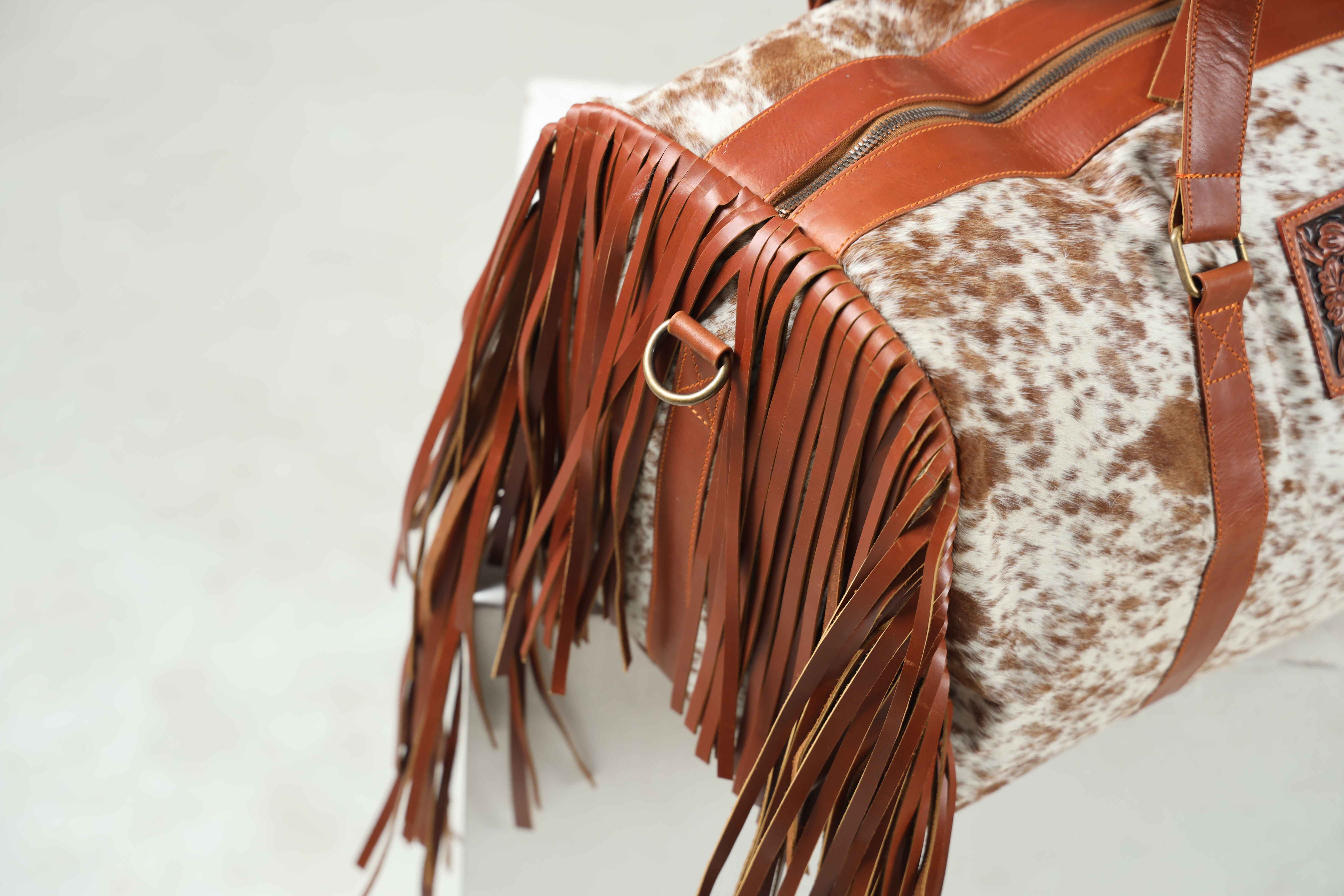 HAIR-ON FRINGES DUFFLE BAG