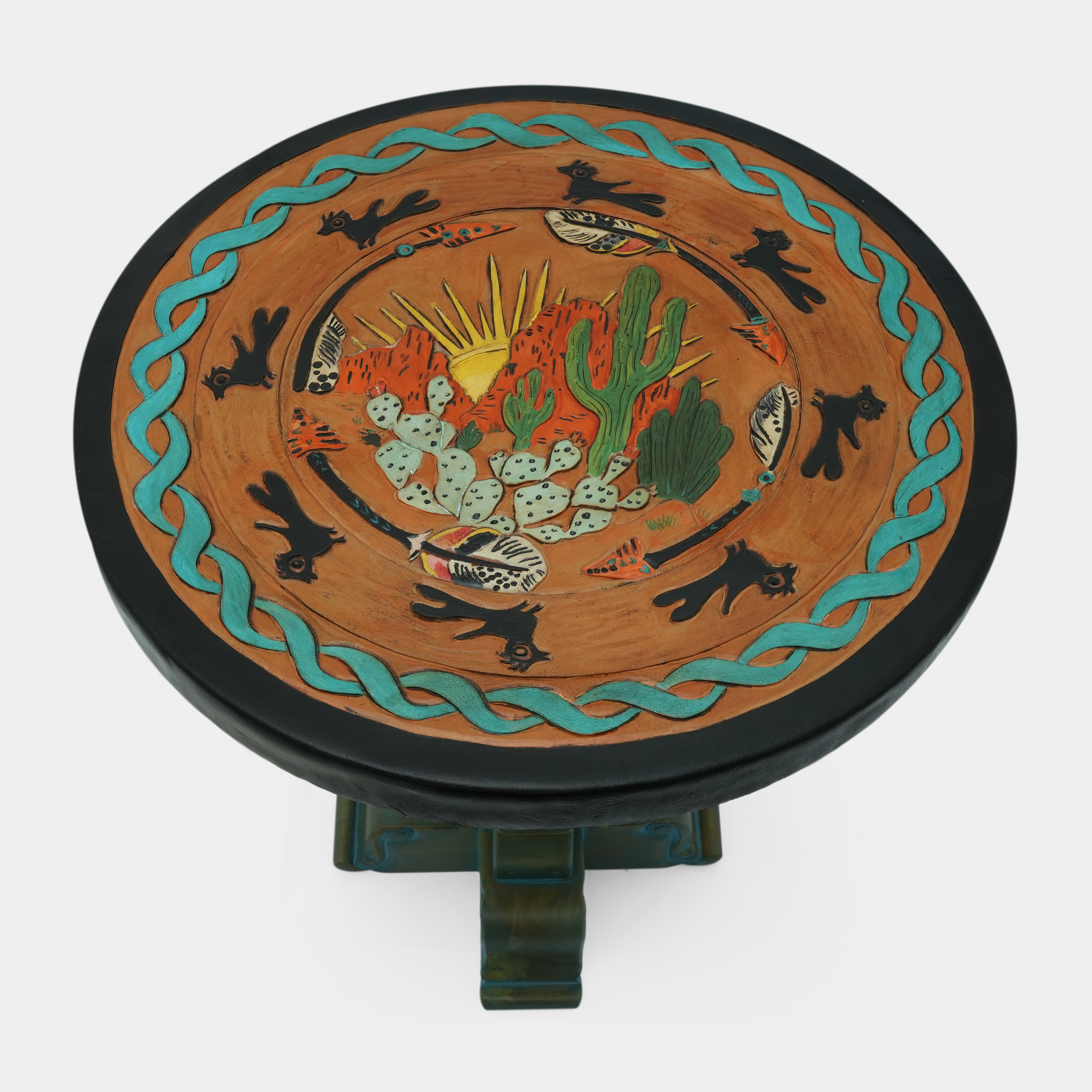 TOOLED WESTERN LATHER COFEE TABLE