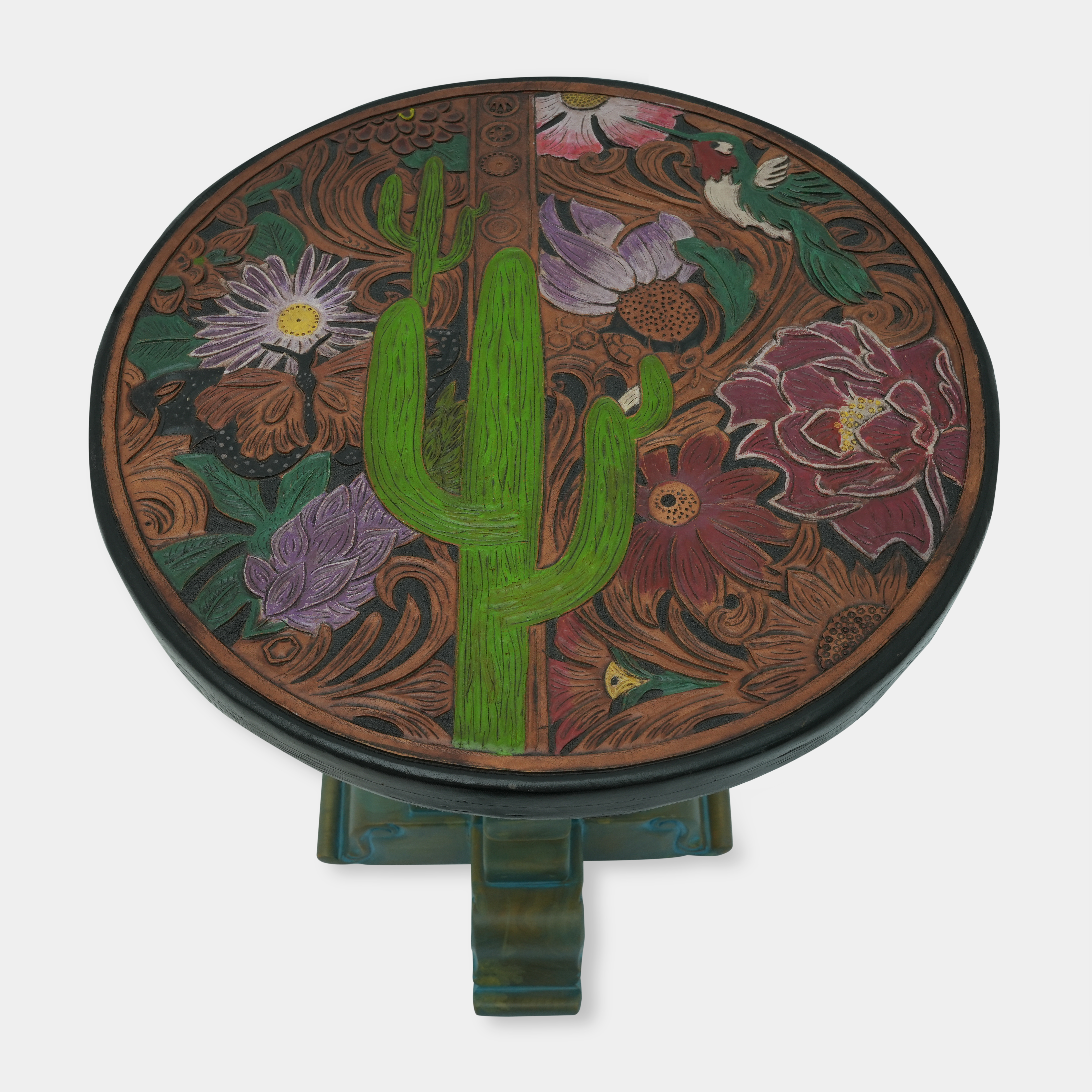 TOOLED WESTERN LATHER COFEE TABLE