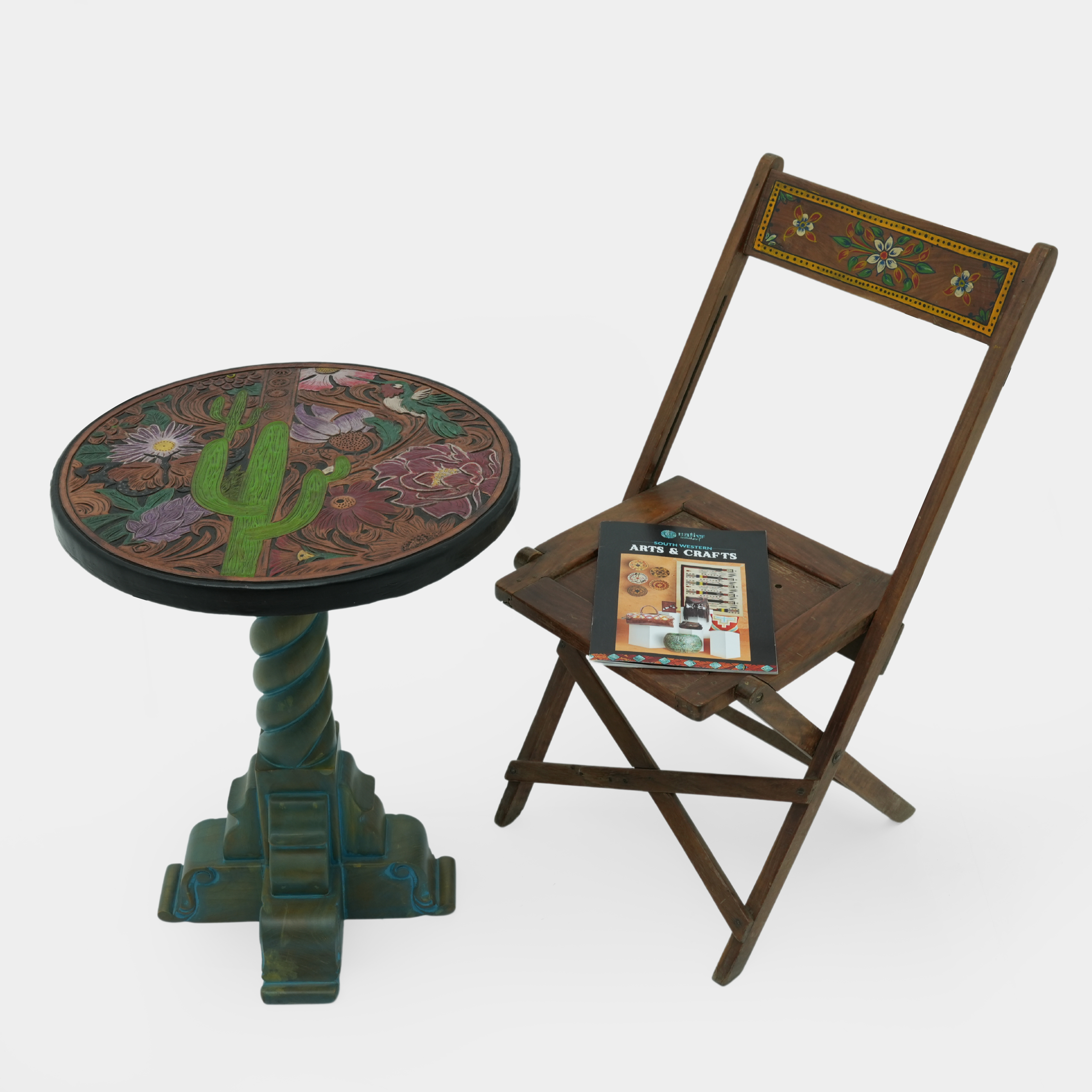 TOOLED WESTERN LATHER COFEE TABLE