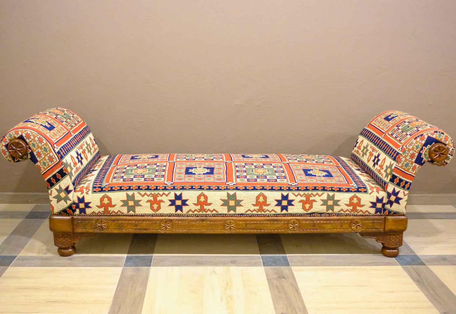 UPHOLSTERED HAND CARVED HUB SOFA (NTAMC)