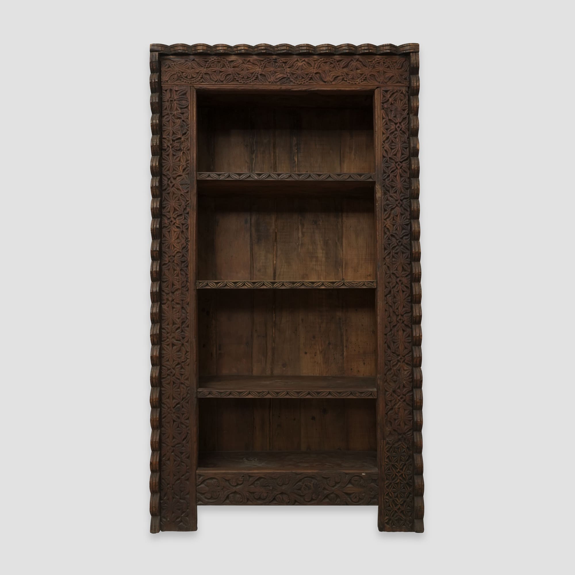 DISCOVER VINTAGE STYLE BOOK SHELF CARVED WOODEN CABINET