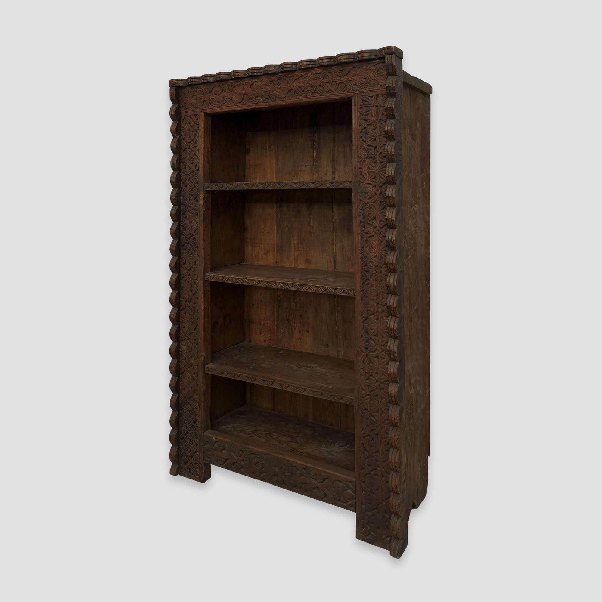 DISCOVER VINTAGE STYLE BOOK SHELF CARVED WOODEN CABINET