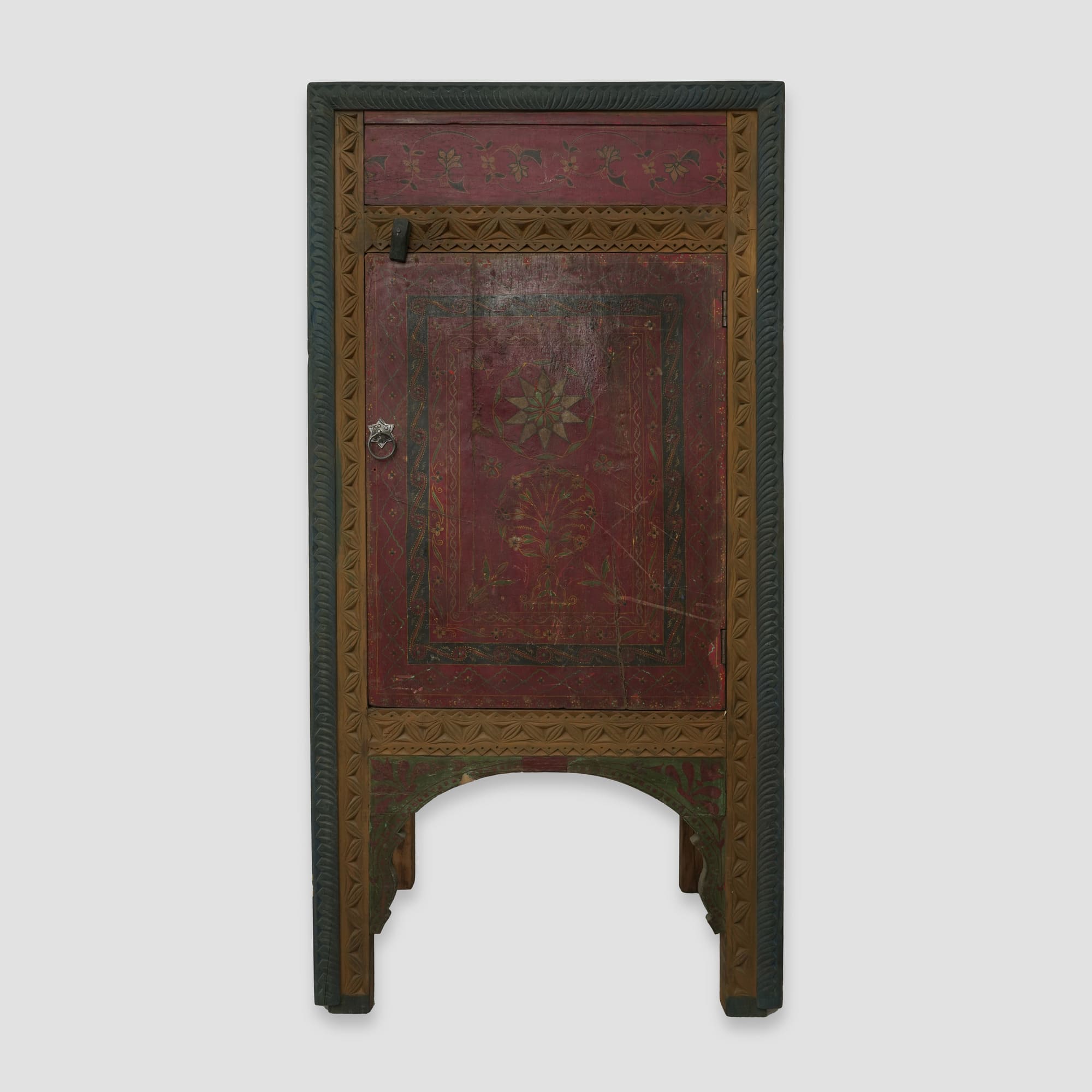 HAND CARVED HAND PAINTED TIBETAN NIGHTSTAND CABINETS