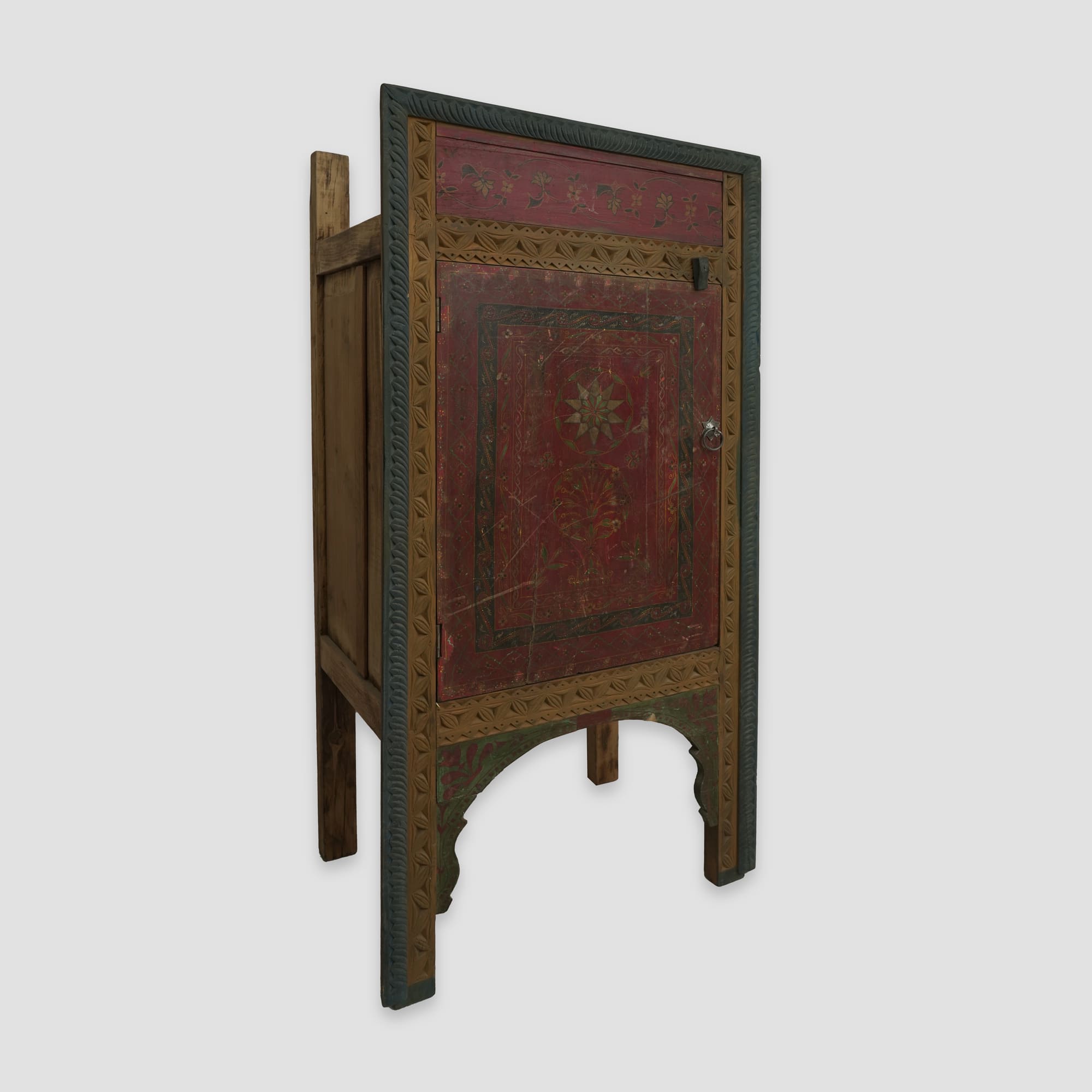 HAND CARVED HAND PAINTED TIBETAN NIGHTSTAND CABINETS