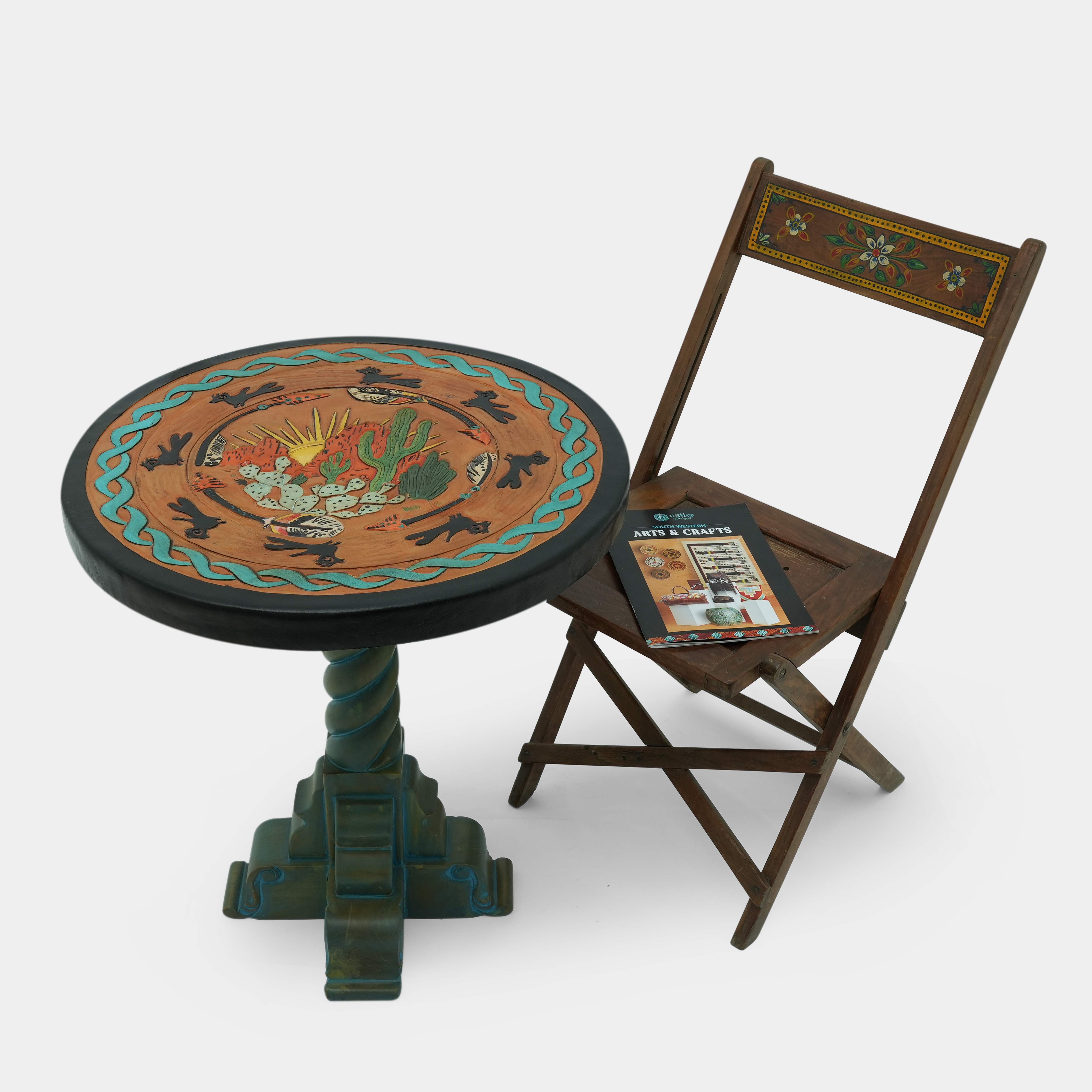 TOOLED WESTERN LATHER COFEE TABLE